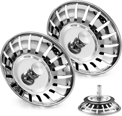 2 Pack Upgraded Kitchen Sink Plug Strainer Stainless Steel Strainers ...
