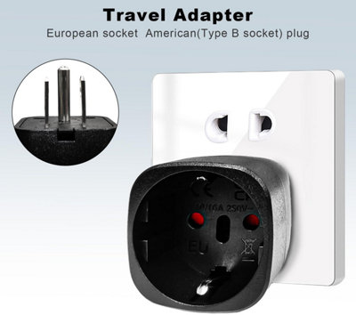 2-Pack USA Plug Adapter, FR 2-Pin to US 3-Pin for Canada, Mexico ...