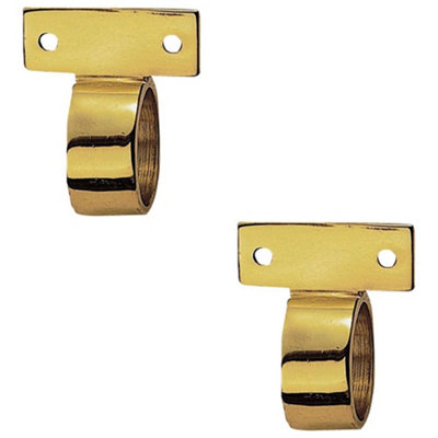 2 PACK - Vertical Fixed Ring Sash Window Lift Handle 44 x 12mm 25mm Dia Polished Brass