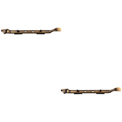 2 PACK - Victorian Casement Window Stay Handle & 2 Pins - 300mm Length Antique Brass Bar
