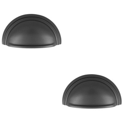 2 PACK - Victorian Cup Handle - Anthracite 76mm Centres Solid Brass Shaker Drawer Pull