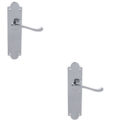 2 PACK - Victorian Internal Latch Door Handle - Polished Chrome Lever On Shaped Backplate