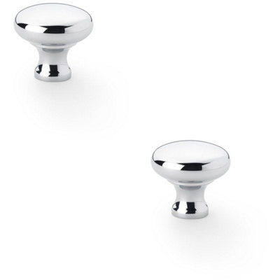 2 PACK - Victorian Round Door Knob - Polished Chrome 32mm - Kitchen Cabinet Pull Handle
