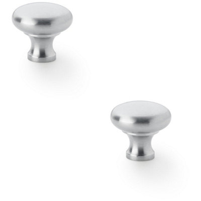 2 PACK - Victorian Round Door Knob - Satin Chrome 32mm - Kitchen Cabinet Pull Handle