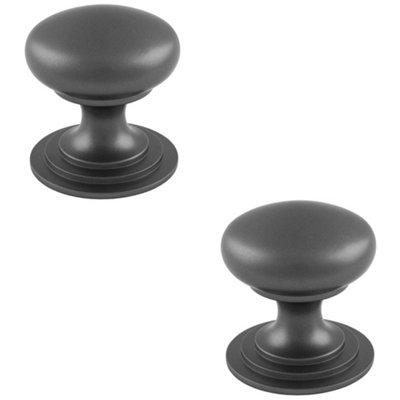 2 PACK - Victorian Tiered Door Knob - 25mm Anthracite Grey Cabinet Pull Handle Round Rose