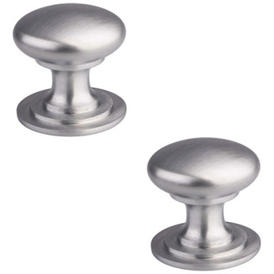 2 PACK - Victorian Tiered Door Knob - 25mm Satin Chrome Cabinet Pull Handle Round Rose