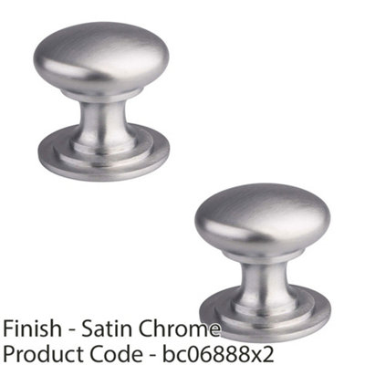 2 PACK - Victorian Tiered Door Knob - 25mm Satin Chrome Cabinet Pull Handle Round Rose