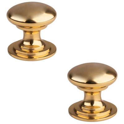 2 PACK - Victorian Tiered Door Knob - 50mm Polished Brass Cabinet Pull Handle Round Rose