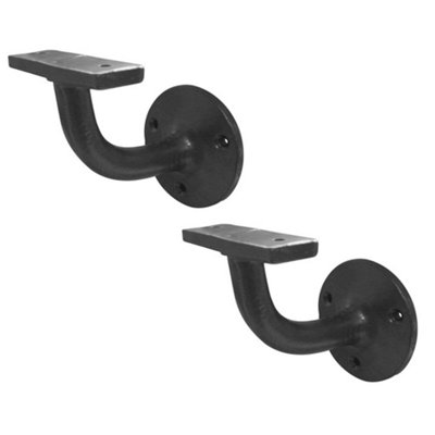 2 PACK Vintage Black Hand Rail Brackets 63mm - Antique Style - Stair Bannister Holder