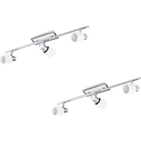 2 PACK Wall 3 Spot Light Colour Chrome Plated & White Steel GU10 3x5W Included