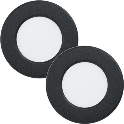 2 PACK Wall / Ceiling Flush Downlight Black Round Spotlight 2.7W Built in LED