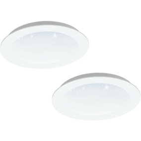 2 PACK Wall / Ceiling Flush Downlight White & Crystal Effect 14W LED Spotlight
