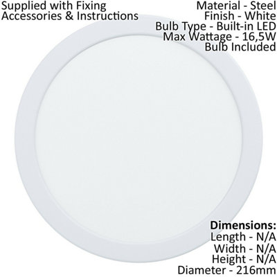 2 PACK Wall / Ceiling Flush Downlight White Round Spotlight 16.5W LED 3000K