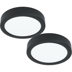 2 PACK Wall / Ceiling Light Black 160mm Round Surface Mounted 10.5W LED 4000K