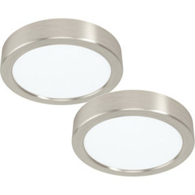 2 PACK Wall / Ceiling Light Satin Nickel 160mm Round Surface 10.5W LED 4000K