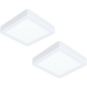 2 PACK Wall / Ceiling Light White 160mm Square Surface Mounted 10.5W LED 4000K