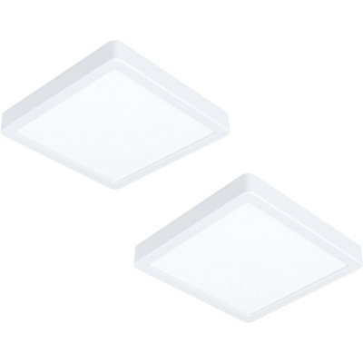 2 PACK Wall / Ceiling Light White 210mm Square Surface Mounted 16.5W ...