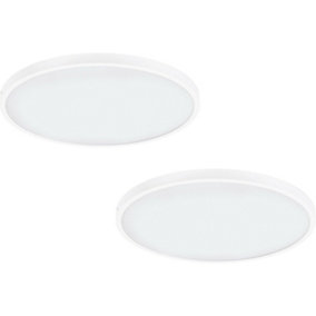 2 PACK Wall / Ceiling Light White 600mm Round Surface Mounted 27W LED 3000K