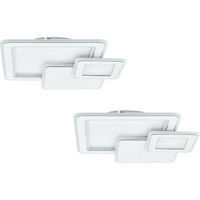 2 PACK Wall Flush Ceiling Light Colour White Chrome Shade White Plastic LED 50W