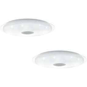 2 PACK Wall Flush Ceiling Light White Shade White Silver Crystal Effect LED 40W