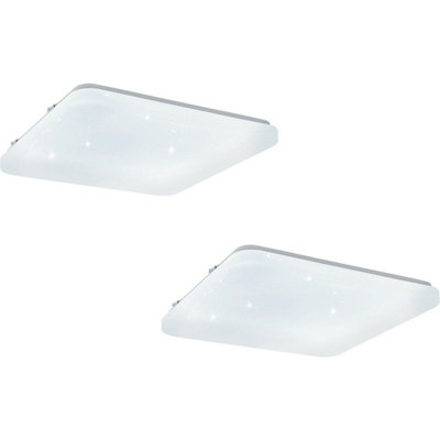 2 PACK Wall Flush Ceiling Light White Shade White With Crystal Effect LED 17.3W