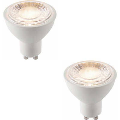 2 PACK White & Clear 7W GU10 SMD LED Light Bulb - Non-dimmable Warm White - 680lm 3000k