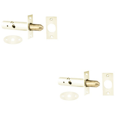 2 PACK - White Internal Door Security Bolt - 61mm Length - 32mm Fixing Centres