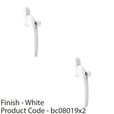 2 PACK - White Universal Locking Window Handle - Click Fit PVC Window Rose Lever