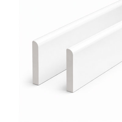 2 Pack White uPVC D-Mould Trim 65mm x 1m, Rigid Plastic Finishing Strip for Skirting, Fascia, Window Sills & Door Frames