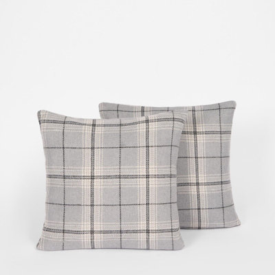 2 Pack Woven Check Cushion Covers Printed Soft - 3