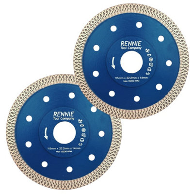 2 Pack x 115mm Diamond Cutting Disc Saw Blade 1.4mm Super Thin Turbo ...