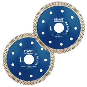 2 Pack x 115mm Diamond Cutting Disc Saw Blade 1.4mm Super Thin Turbo Disks For Angle Grinders For  Porcelain Tiles Ceramics