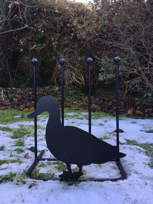 2 Pair Boot Rack - Duck - Hand Made By Traditional Forge Wellie Boot Stand - Steel - L30.4 x W38 x H48.3 cm - Black