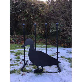 2 Pair Boot Rack - Duck - Hand Made By Traditional Forge Wellie Boot Stand - Steel - L30.4 x W38 x H48.3 cm - Black