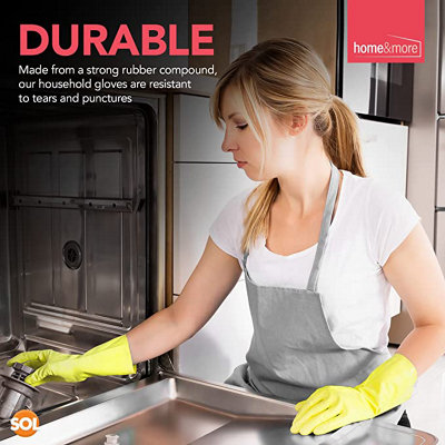 URSMART Dishwashing Household Gloves -6 Pairs Rubber Kitchen Gloves Kitchen  Gloves for Washing Dishes Home Bathroom Laundry Cleaning(Color Random)