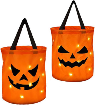 2 PC LED Light Halloween Candy Bags, Light LED up Halloween Trick or ...