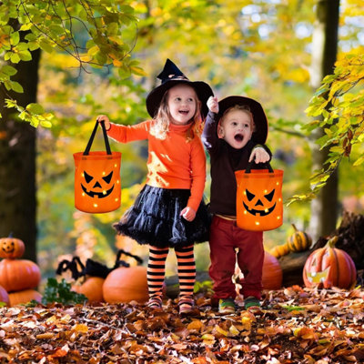 2 PC LED Light Halloween Candy Bags, Light LED up Halloween Trick or ...