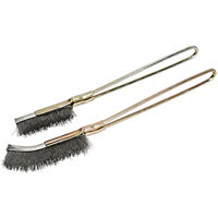 2 Pc Wire Brush Set - Skeletal Handle - Crimped Steel Fill - Straight & Curved
