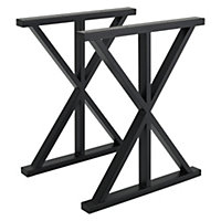 2 Pcs Black Heavy Duty Metal Table Legs Furniture Legs W 60 x H 70 cm
