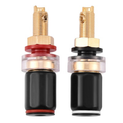 2 Pcs Black&Red Free Welding Copper Speaker Amplifier Terminals for 4mm Banana Plugs