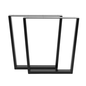 2 Pcs Black Trapezoid Metal Table Legs Furniture Leg W 50 cm