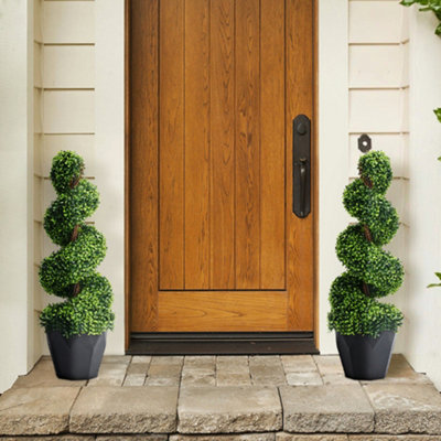 Artificial Spiral Twist Topiary Tree - 3FT Boxwood Potted Plant For Indoor Outdoor Decor