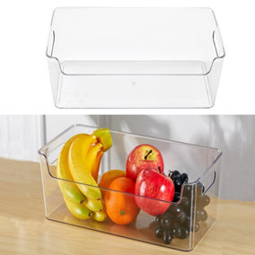 2 Pcs Clear PET Refrigerator Food Storage Container Set with Handles 5.5 L