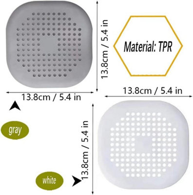 Drain Hair Catcher 4-Pack – Silicone Shower Sink Strainer With Suction Cups, Square Cover For Bathtub & Kitchen