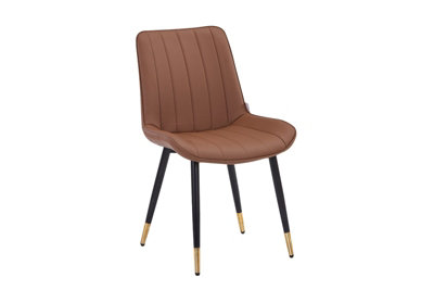 2 Pcs Faux Leather PU Padded Dining Chairs Kitchen Dining Room Chair Set Family Brown
