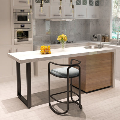 2 Pcs Industrial Black Rectangular Iron Table Legs, 70cm Width & 71cm Height for Furnitures