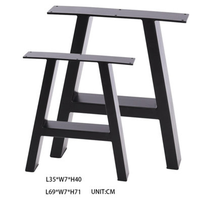 2 Pcs Industrial Furniture Legs Black Ladder Iron Table Legs 69cm W x ...