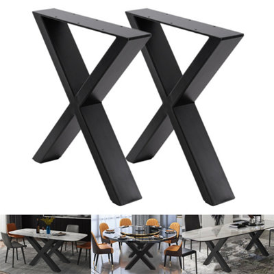 2 Pcs Industrial Home Office Furniture Legs Black X Iron Table Legs H71 cm