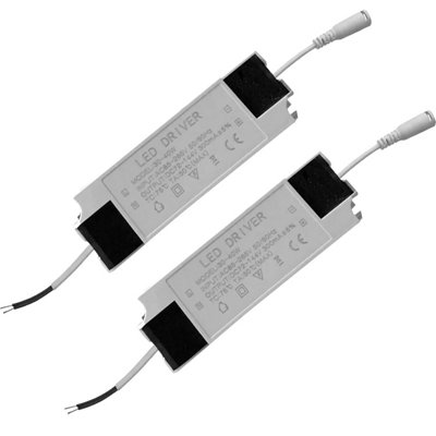 2 Pcs LED Driver 25-40 W Constant Current 300mA DC Connector External ...
