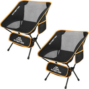 2 Pcs Lightweight Folding Chairs Compact Portable Small Camp Lawn Hiking Beach Travel